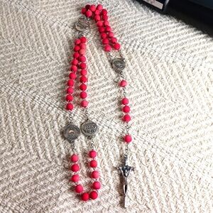 Red Wooden Beaded Paolo Italy Rosary